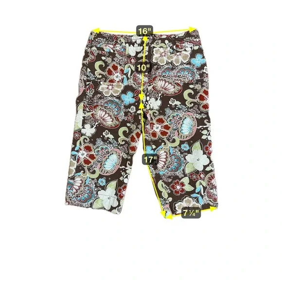 Ann Taylor LOFT Marisa Floral Capri Pants Size 8 Boho Chic Paisley Earth Tones - Picture 5 of 5